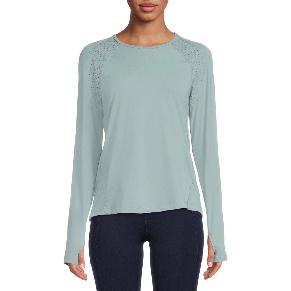 Avia Performance Long Sleeve Top Womens M 8-10 Mint Green Mesh Thumbholes